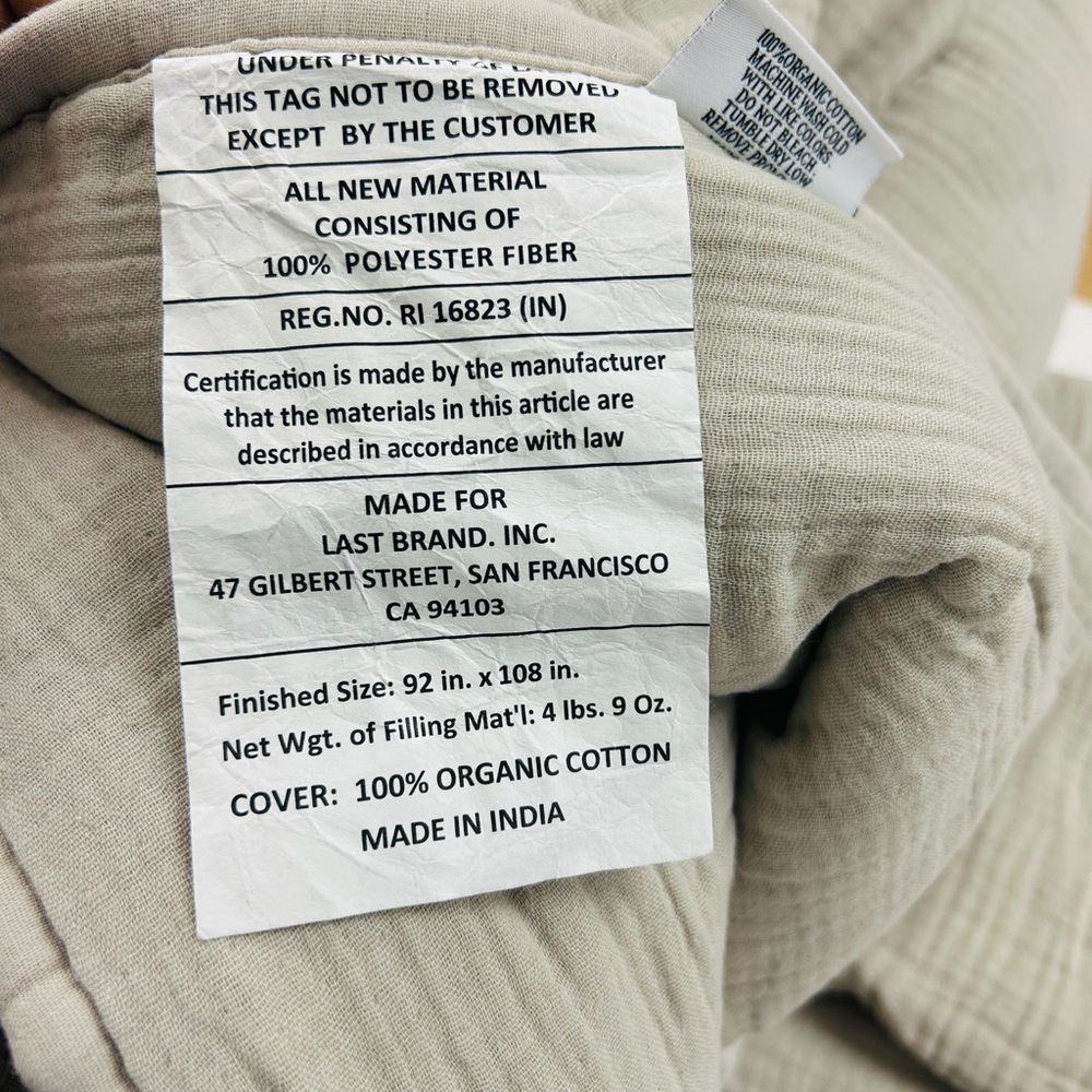 NWT QUINCE Organic Airy Gauze Dream Quilt Set King/Cal King Fog 7067 - Picture 7 of 8